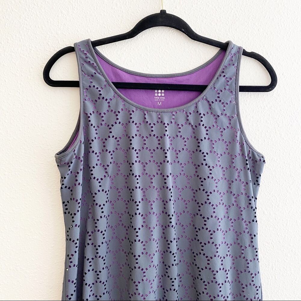Title Nine Sleeveless Illusion Eyelet Dress, Gray/Purple, Size Md, Athleticwear - Picture 5 of 8